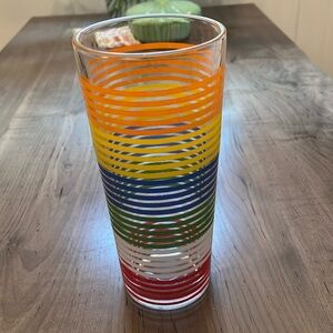 Vintage Mid Century Modern Hazel Atlas Prohibition Era Multi Striped Glass